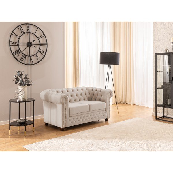 Divano beige allungabile con rivestimento in velluto 148 cm York Blik – Ropez-image-4