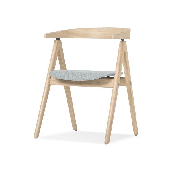 Sedia da pranzo in legno massiccio di quercia con seduta grigio-blu Ava - Gazzda