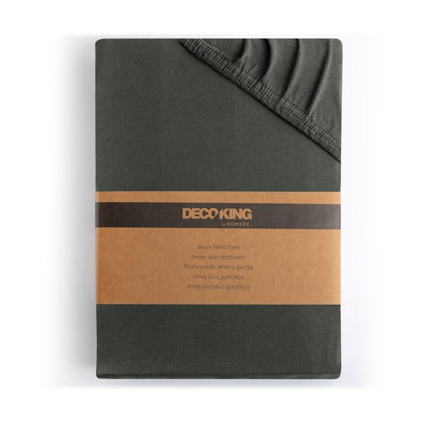 Lenzuolo con angoli grigio scuro in jersey 160x200 cm Amber – Restilo-image-4