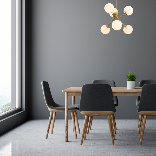 Lampadario bianco/dorato con paralume in vetro ø 55 cm Gondol – Opviq lights-image-1