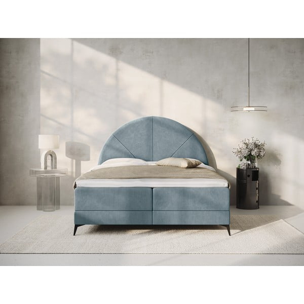 Letto boxspring azzurro con contenitore 180x200 cm Sunset - Cosmopolitan Design-image-1