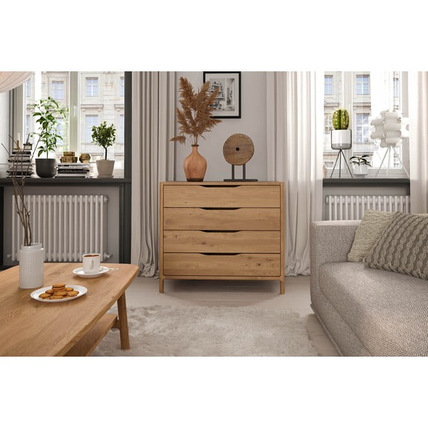 Cassettiera bassa in legno di quercia in colore naturale 95x80 cm Twig - The Beds-image-3