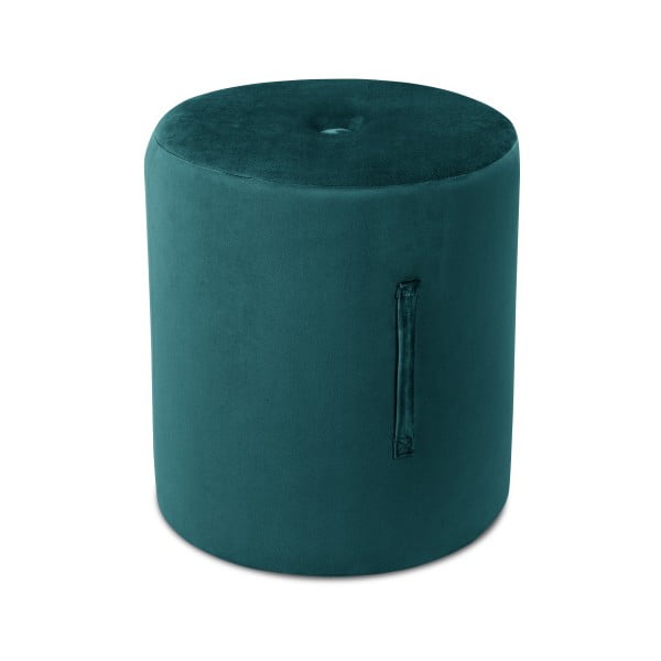 Pouf blu petrolio , ⌀ 40 cm Fiore - Mazzini Sofas