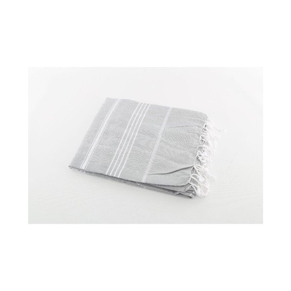 Asciugamano da bagno in cotone grigio chiaro Hammam Sultan, 100 x 180 cm Fouta - Mijolnir-image-1