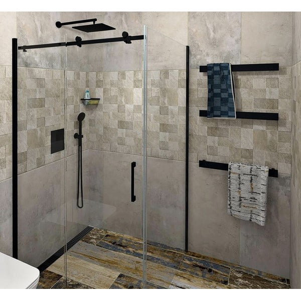 Portasciugamani in alluminio nero, larghezza 60 cm Patron - Sapho-image-2