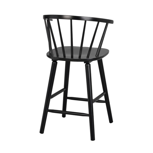 Sgabello da bar in legno di gomma nero Carmen - Rowico-image-4