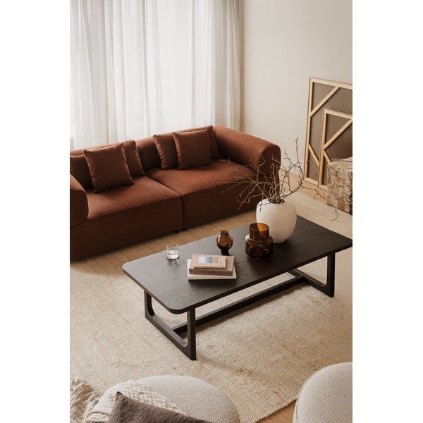 Tavolino da salotto colore naturale scuro con piano effetto rovere 70x160 cm Driscoll – Rowico-image-3