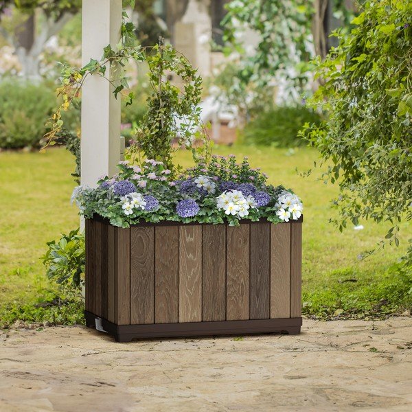 Vaso per fiori in plastica con sistema di auto-irrigazione Deco Rectangle – Keter-image-1