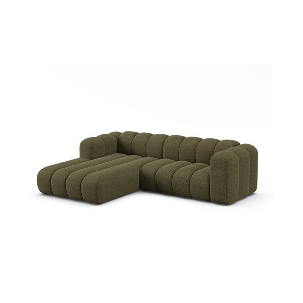 Divano angolare verde (con penisola a sinistra/con chaise lounge) con rivestimento in ciniglia Lupine – Micadoni -image-1