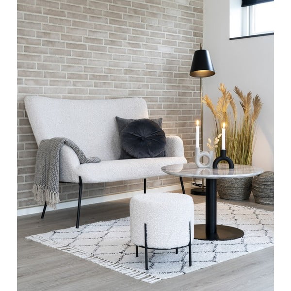 Tavolino rotondo bianco e nero con piano in marmo 70x70 cm Bolzano - House Nordic-image-1