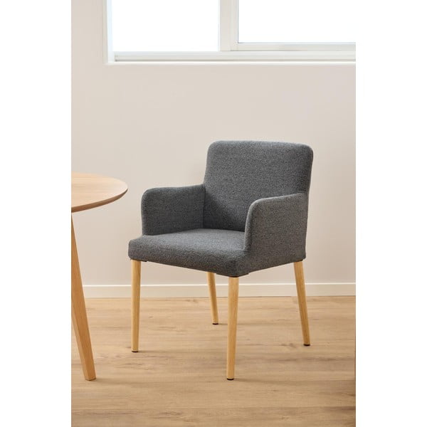 Sedia da pranzo grigia in imbottito con braccioli Zoe – Actona-image-2