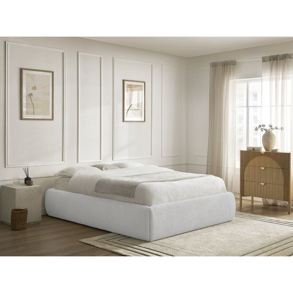 Letto matrimoniale imbottito grigio chiaro con contenitore/senza testiera con rete inclusa 180x200 cm Inera – Bobochic Paris-image-1