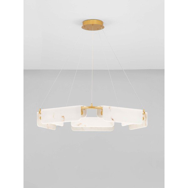 Lampadario LED color crema/color ottone con effetto marmo con intensità regolabile ø 93 cm Aider – Nova Luce-image-4