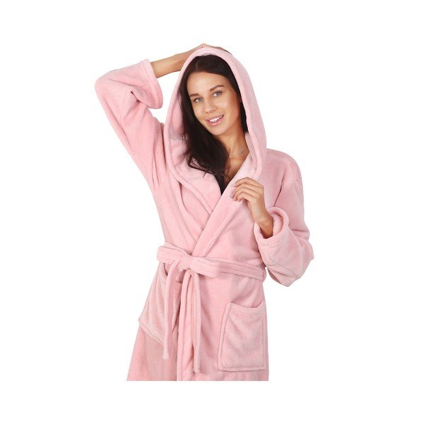 Accappatoio Robby unisex rosa in microfibra, taglia L - DecoKing