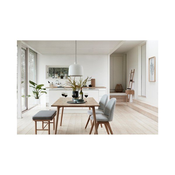 Sedia da pranzo grigio chiaro con gambe in legno di quercia Gisla - Hübsch-image-1