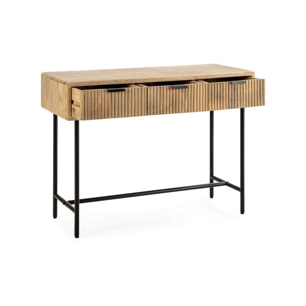 Tavolo consolle di colore naturale in mango massiccio 38x100 cm Mundra – MOME-image-1