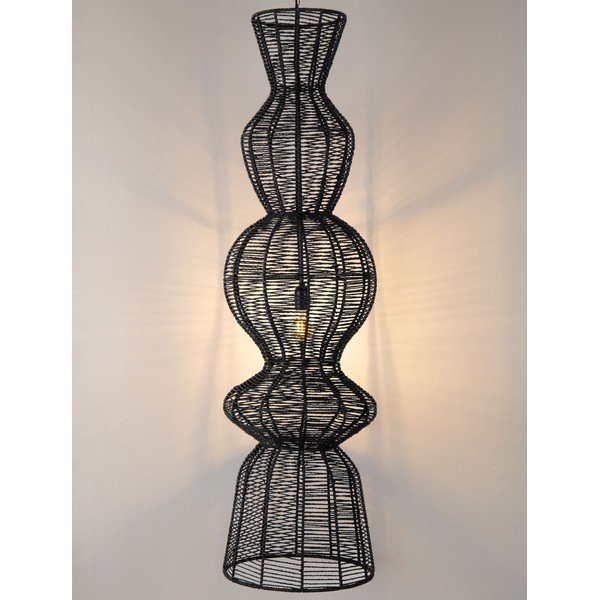 Lampadario nero opaco con rivestimento in corda ø 38 cm Breena – Nova Luce-image-1