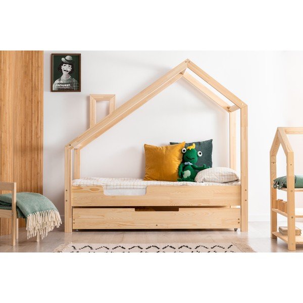 Letto Luna Carl in legno di pino, 70 x 190 cm - Adeko-image-1