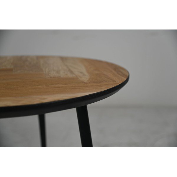 Tavolino rotondo in rovere nero ø 60 cm Fishbone - HSM collection-image-1