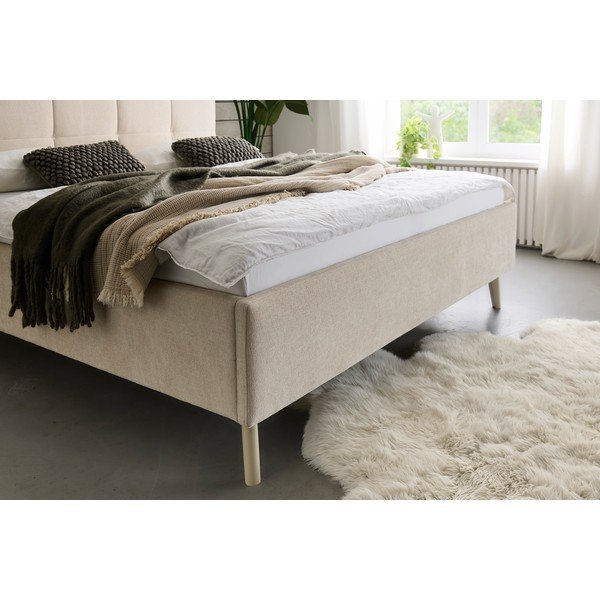 Letto matrimoniale imbottito beige con contenitore con rete inclusa 180x200 cm Nova – Meise Möbel-image-4