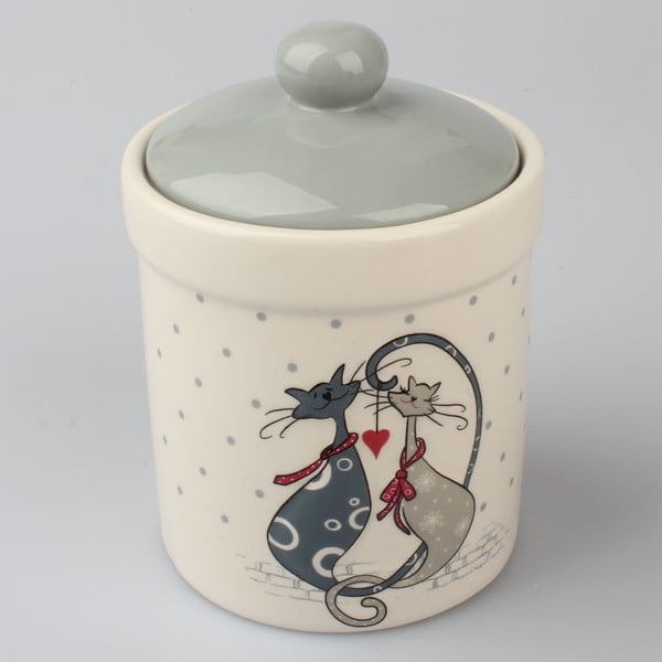 Keramická dóza s víčkem Dakls Cats Couple