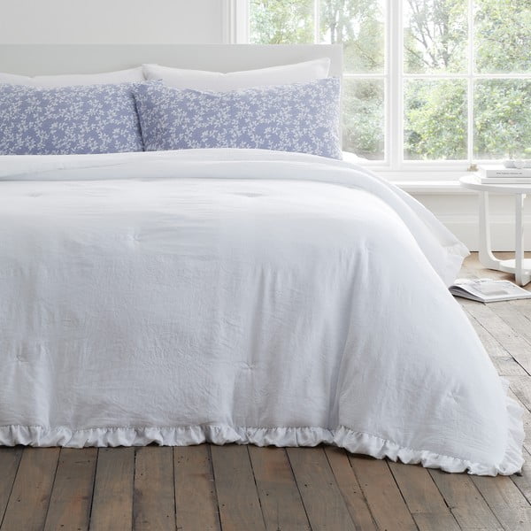 Copriletto bianco per letto matrimoniale 220x230 cm Soft Washed Frill - Bianca