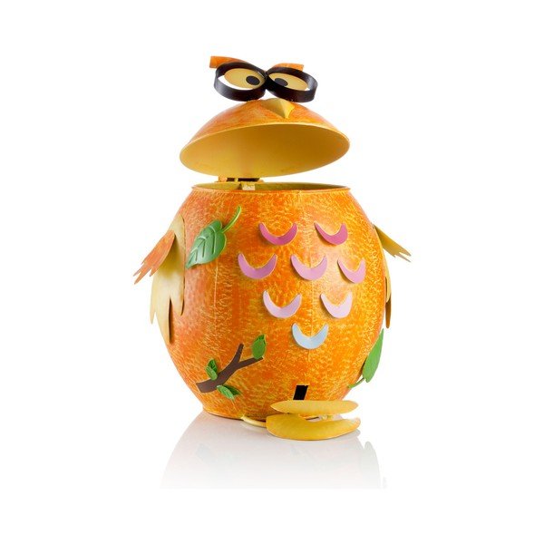 Pattumiera in ferro arancione a forma di gufo , 10 l - Brandani