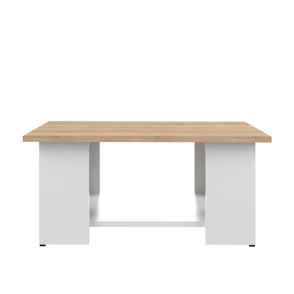 Tavolino bianco con piano in rovere 67x67 cm Square - TemaHome