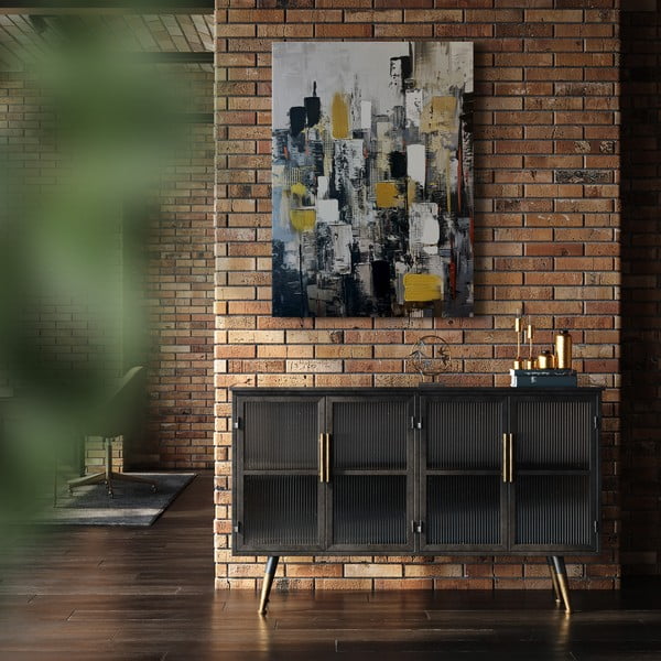 Quadro con elementi dipinti a mano 70x100 cm Cityscape – Styler-image-4