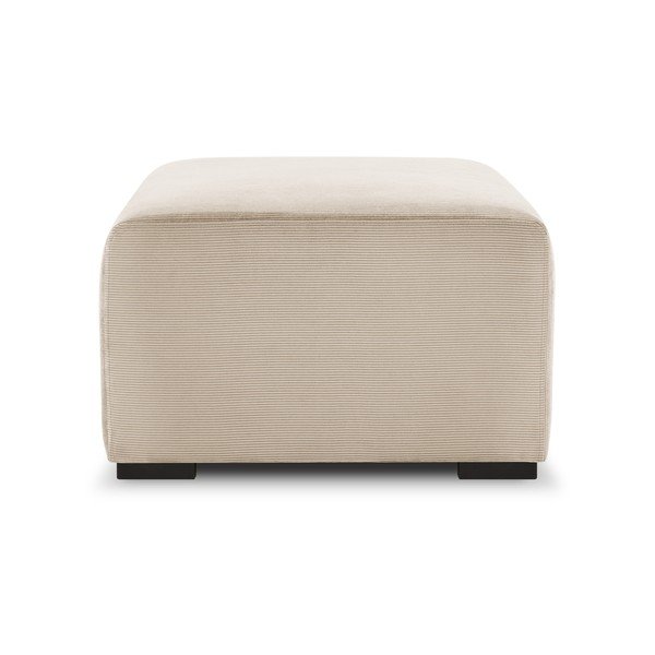 Pouf in velluto a coste beige Hobart - Cosmopolitan Design-image-3
