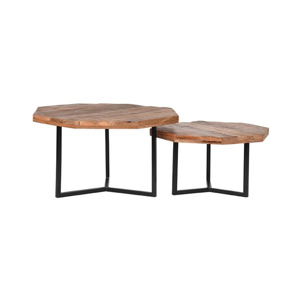 Tavolini in legno di mango in colore naturale in set di 2 70x70 cm Figure - LABEL51