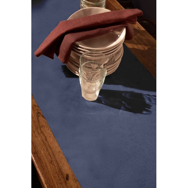 Tovaglia blu in cotone e lino , 45 x 135 cm Pure Menorca - Tierra Bella-image-1