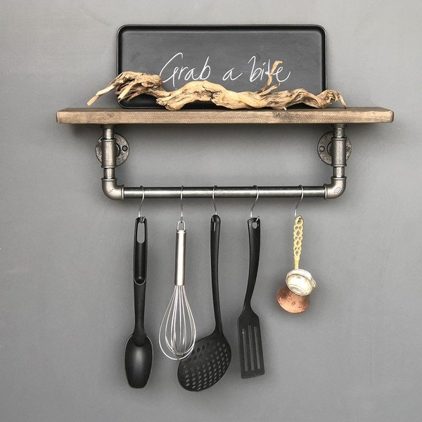 Mensola a muro in legno Raff Pipe - Evila Originals-image-1