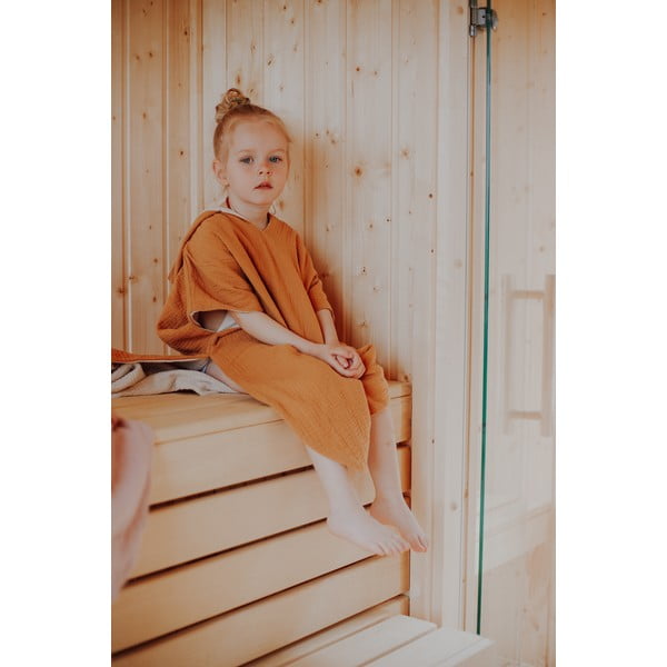 Poncho per neonati in mussola marrone cognac taglia M - Malomi Kids-image-1