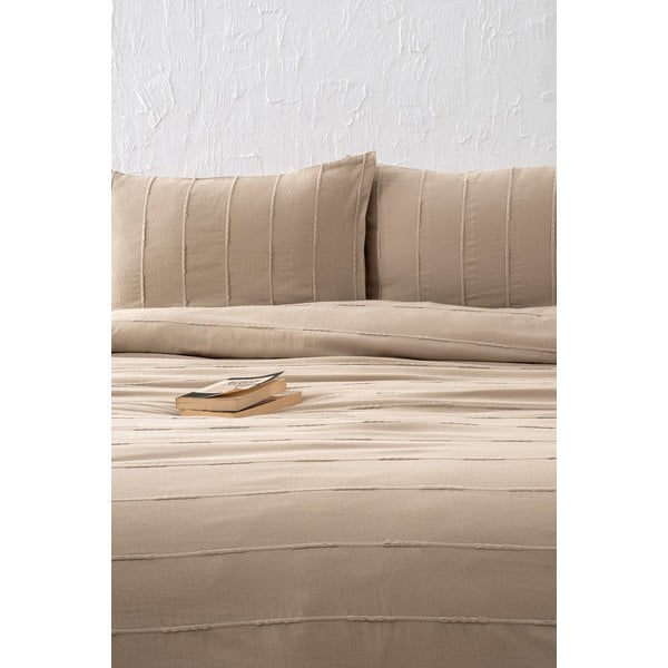 Set con copriletto e federa beige in cotone 210x220 cm Sedef – Mijolnir-image-1