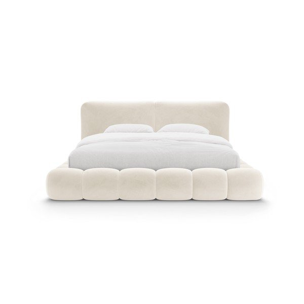 Letto matrimoniale imbottito avorio con contenitore con rete inclusa 160x200 cm Solange – Micadoni -image-4