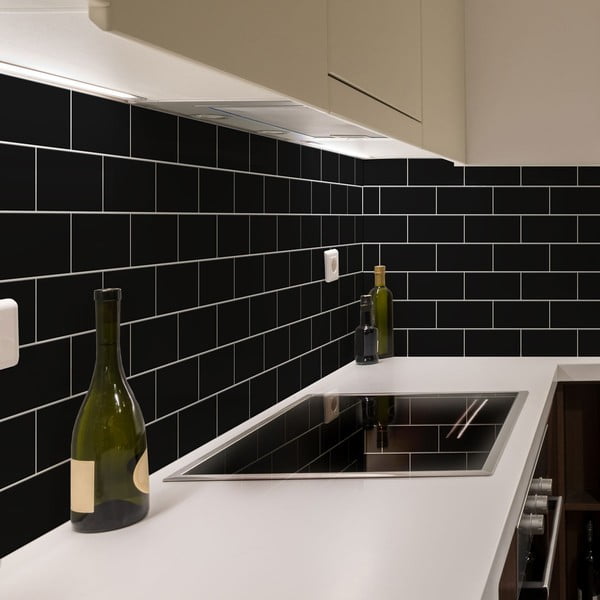 Set di adesivi per piastrelle 30 pezzi 20x10 cm Subway Tiles Black - Ambiance