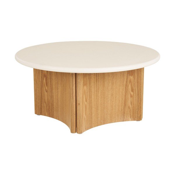 Tavolino da salotto rotondo bianco/di colore naturale con piano in cemento ø 80 cm Motril – House Nordic-image-4