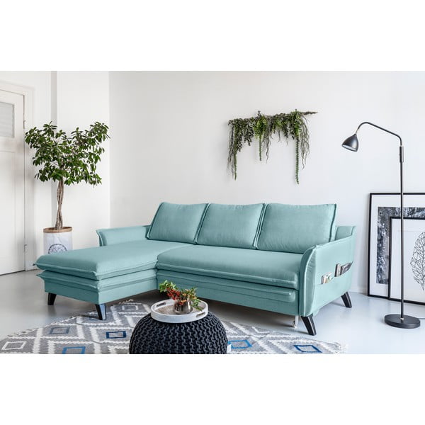 Angolo del divano letto azzurro, angolo sinistro Charming Charlie - Miuform-image-3