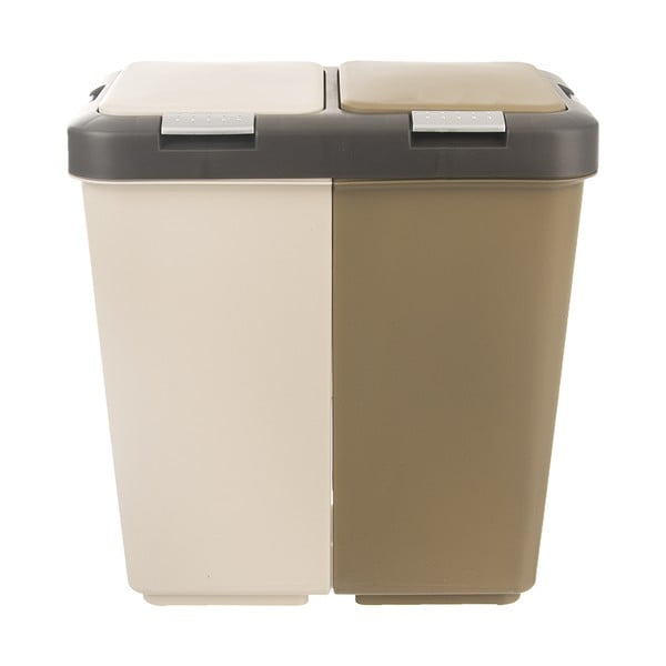 Cestino per la spazzatura in plastica bianco/beige per raccolta differenziata 2x20 l Duo Dust – Orion-image-2