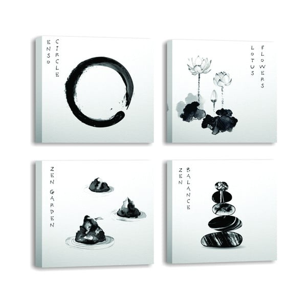 Quadri in set di 4 pezzi 30x30 cm Japanese Zen - Wallity