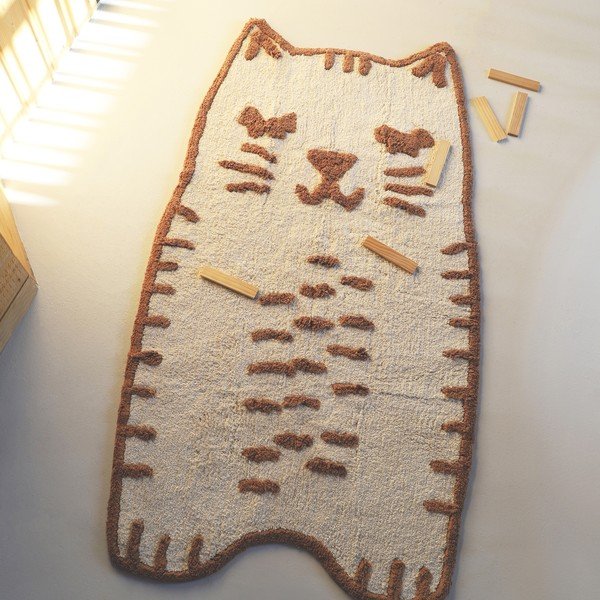 Tappeto per bambini color crema in cotone lavabile e tessuto a mano 65x120 cm Little Charlie – Nattiot-image-1