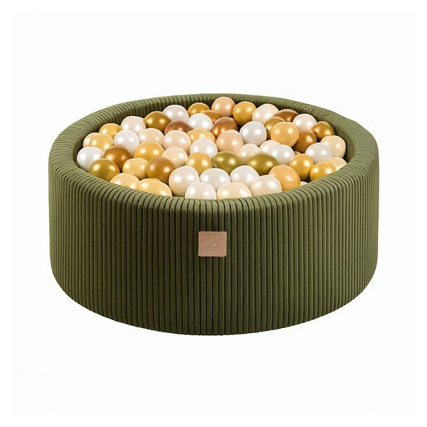 Piscina di palline color kaki in velluto a coste 90x90x30 cm Montessori – Meowbaby