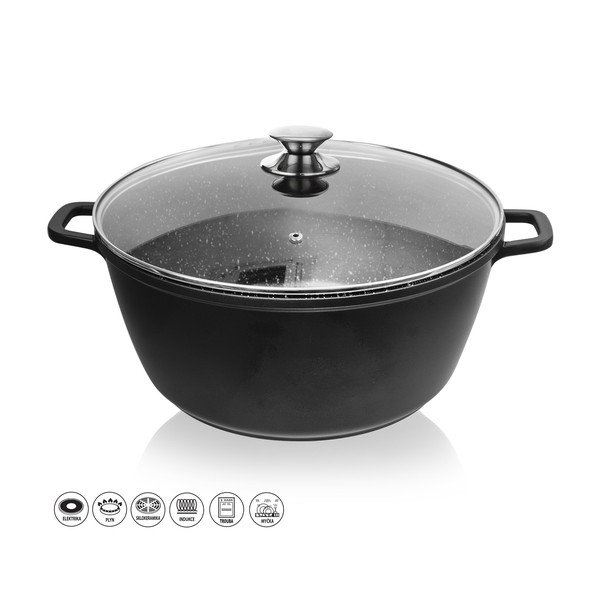 Pentola in alluminio con coperchio in vetro , ø 32 cm Grande - Orion-image-2