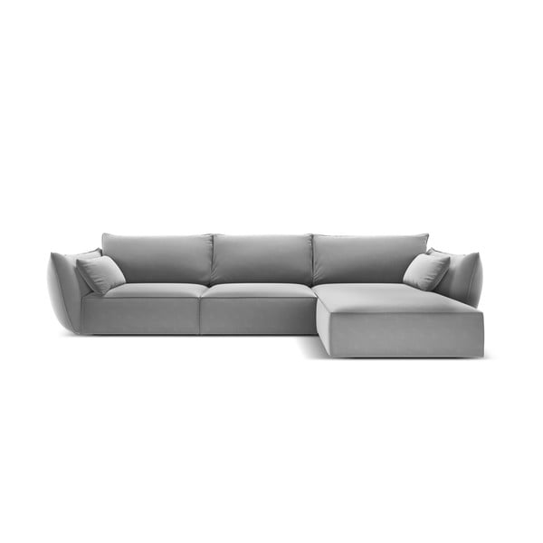 Divano angolare grigio chiaro (con penisola a destra/con chaise lounge) con rivestimento in velluto Vanda – Mazzini Sofas