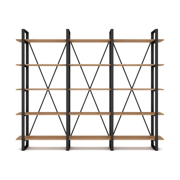 Scaffale in rovere nero/naturale 218x180 cm Aviva - Marckeric