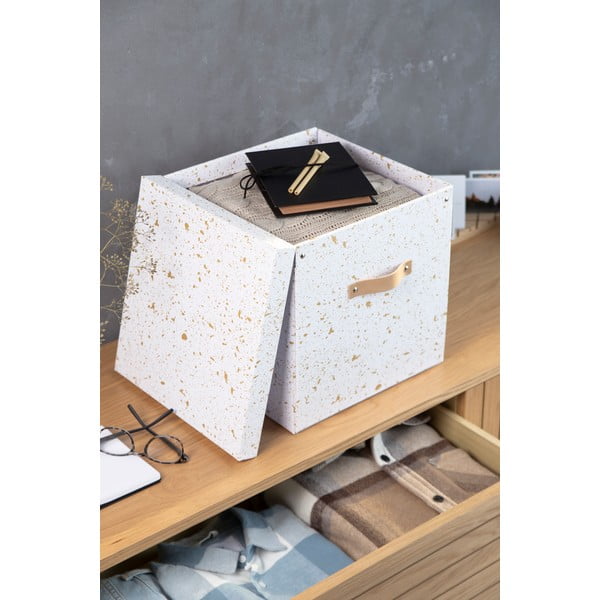 Scatola portaoggetti in oro e bianco Logan - Bigso Box of Sweden-image-1