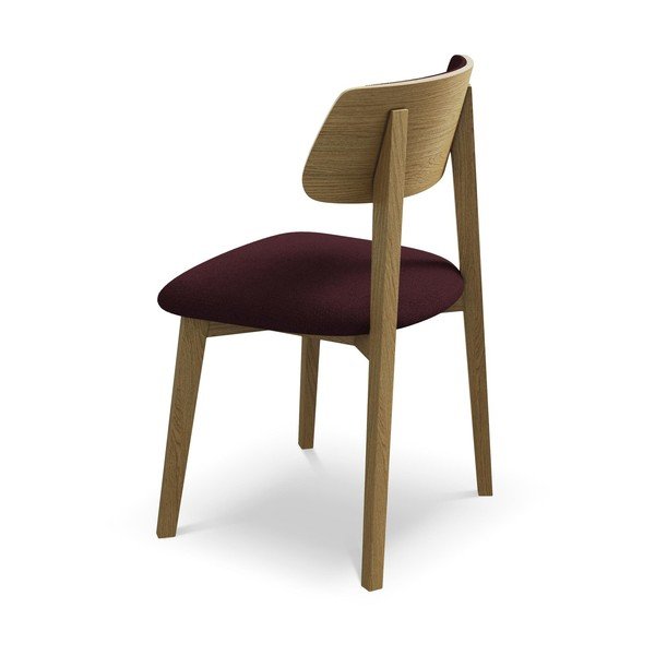Sedia da pranzo burgundy in legno massiccio Niu – Makamii-image-3