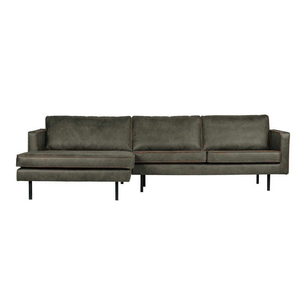 Divano angolare grigio (con penisola a sinistra/con chaise lounge) con rivestimento in finta pelle Rodeo – WOOOD | Divani ad angolo