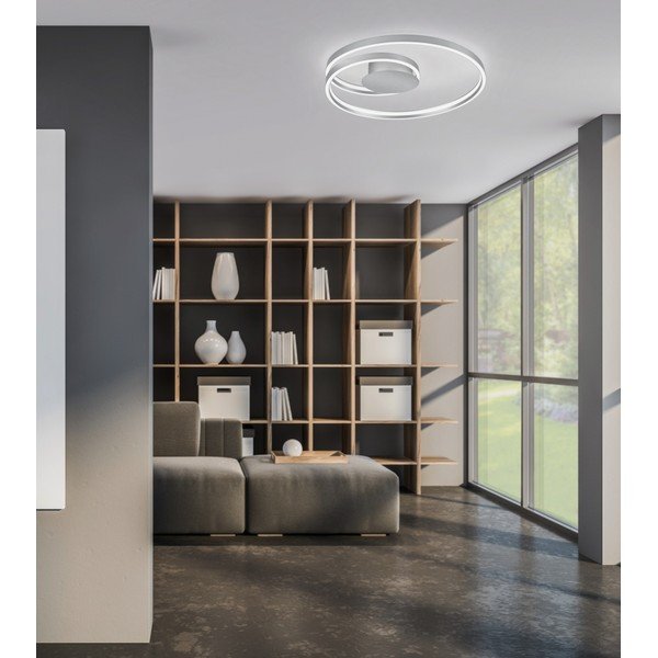 Apparecchio da soffitto a LED grigio con controllo vocale/app mobile con paralume in metallo Ciola - CINQUE-image-1